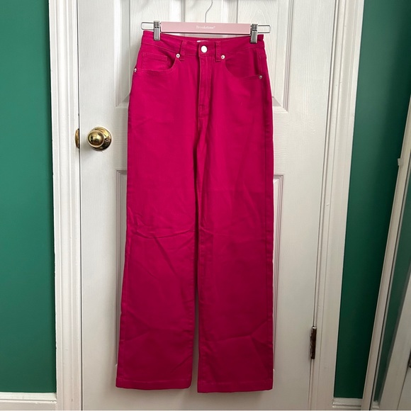 🎉HOST PICK Hot Pink High Waist Wide Leg Jeans NWT 2 - Picture 8 of 8